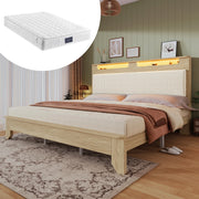 Letto matrimoniale 140 × 200 cm con materasso e testiera illuminata