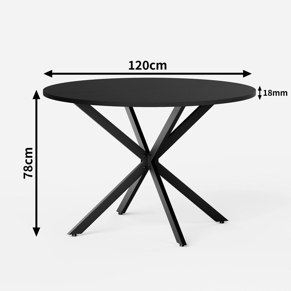 Tavolo Rotondo con Gambe a X ¨C MINIMAL ¨C Nero, 120 cm