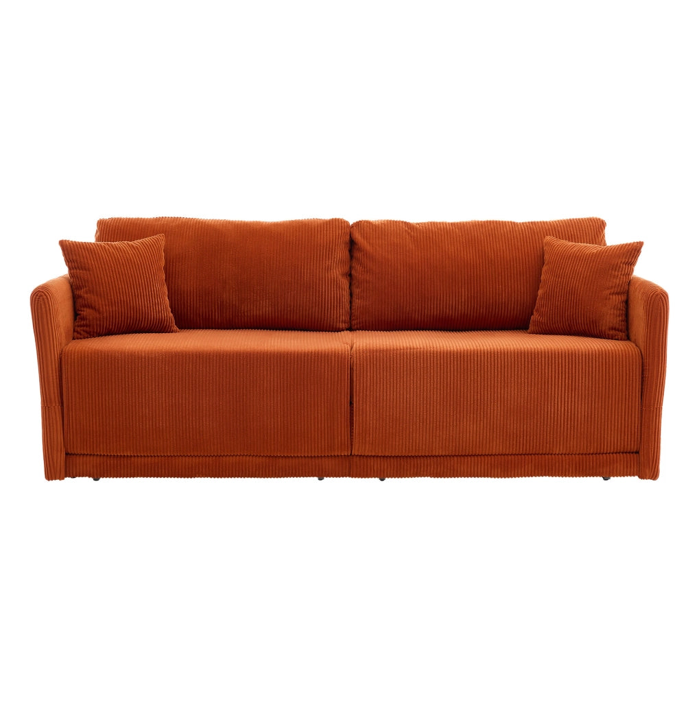 Divano letto trasformabile 182 cm in velluto a coste arancione HOMVRA