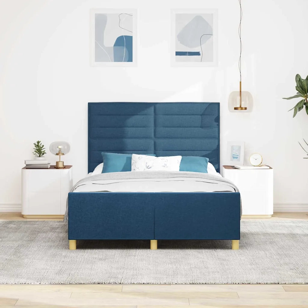 Struttura del letto con testiera Blu 160 x 200 cm Tessuto