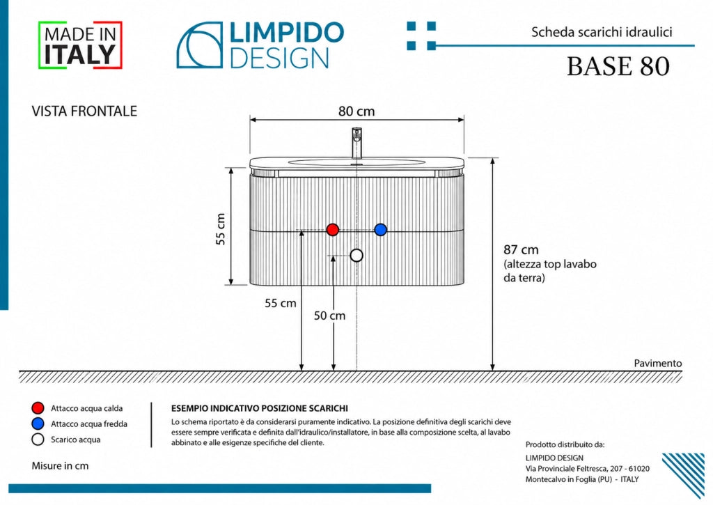 Limpido Design Base 80cm Rovere Puro Lavabo Specchio retro illuminato