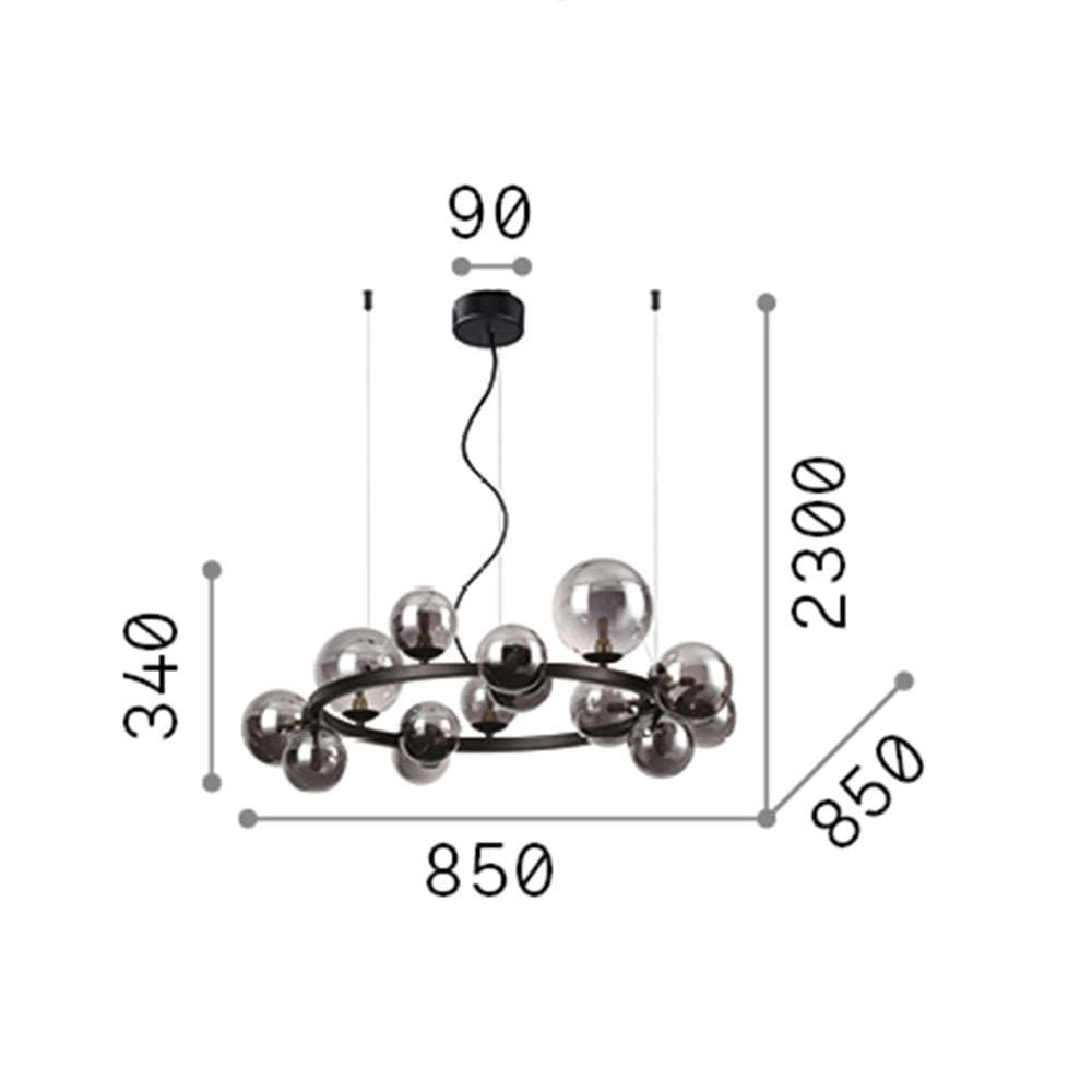 Sospensione Contemporanea Perlage Metallo Ottone 14 Luci G9 3W 3000K Luce Calda