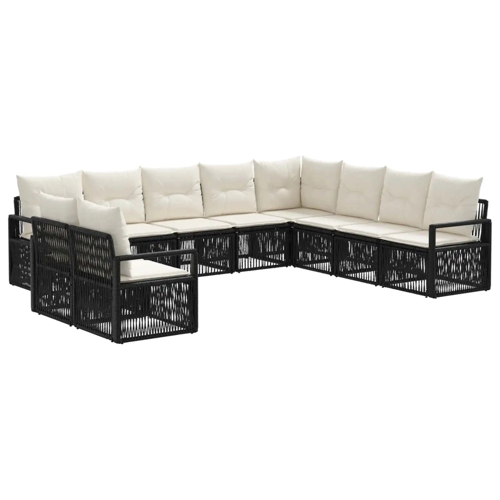 Set Divano da Giardino 10 pz Nero polyrattan 3435757