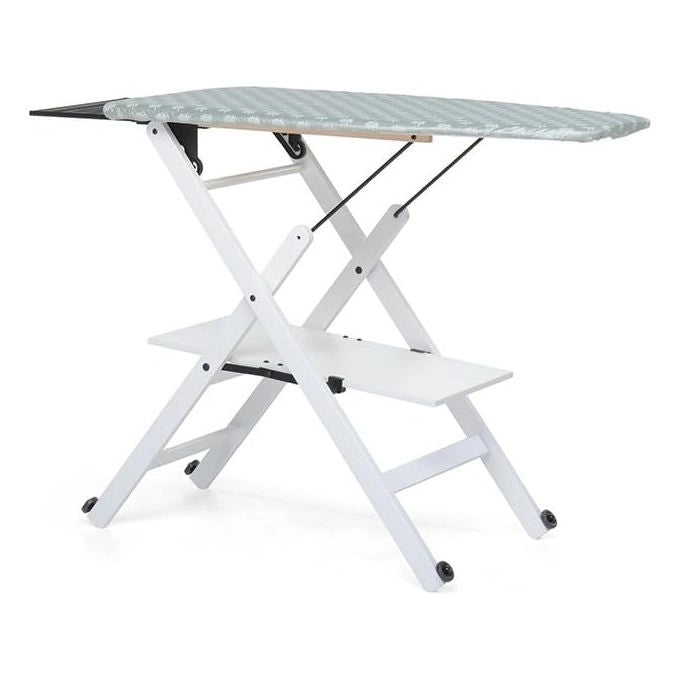 Foppapedretti 9900311010 Assai Asse da stiro pieghevole legno faggio regolabile 3 altezze ripiano portabiancheria supporto ferro colore Bianco