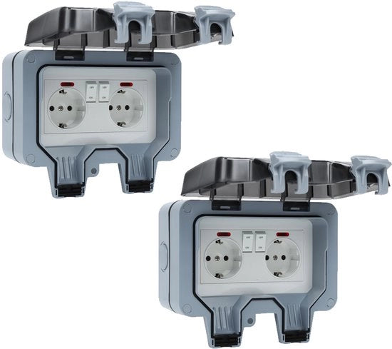 Contatto esterno - 2PCS IP66 - Contatto esterno per giardino - Scatola di contatto murale Scatola di contatto da montaggio con coperchio a sblocco Contattori esterni impermeabili - Resistente alle intemperie 2 compartimenti