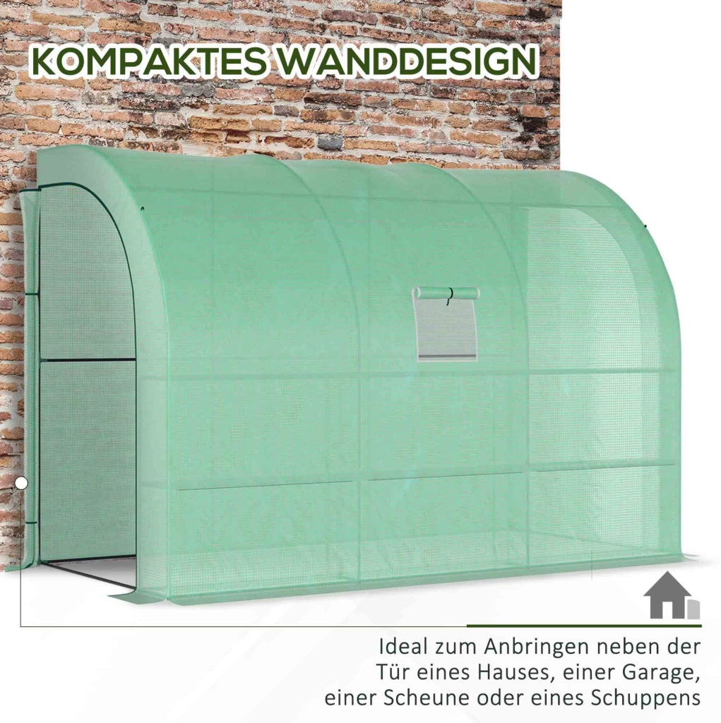Serra a tunnel con 6 ripiani e finestra 300x150x213 cm