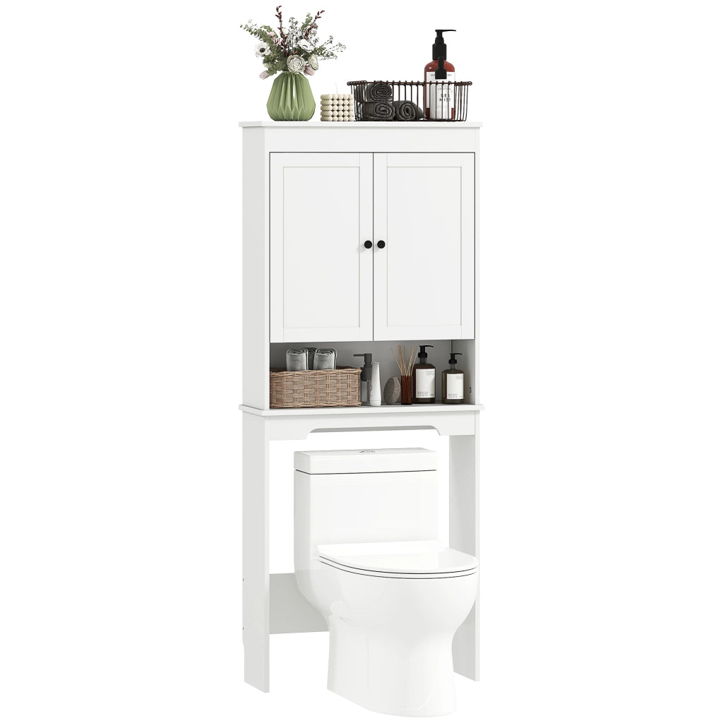 Mobile Sopra WC con Armadietto 65x22x161 cm in Legno Bianco
