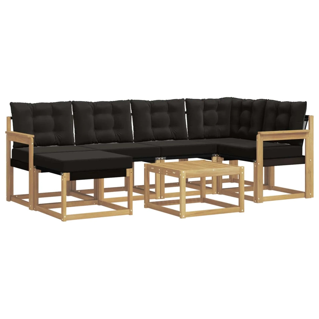 Set di divani da esterno con cuscino 7 pcs Bianco e Nero 3389662