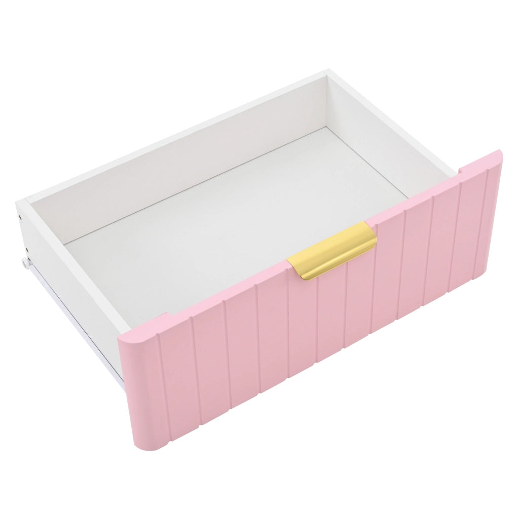 Mobile lavabo da bagno a pavimento con lavabo in ceramica, MDF rosa e bianco