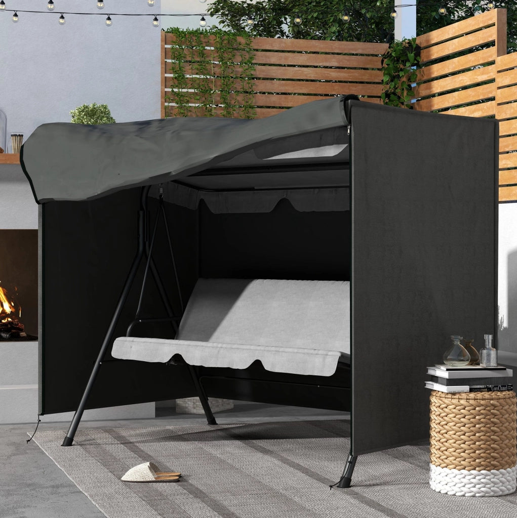 Copertura per Dondolo da Giardino 3 Posti in Tessuto Oxford 600D Resistente all'Acqua e UV 205x124x164 cm Grigio Scuro