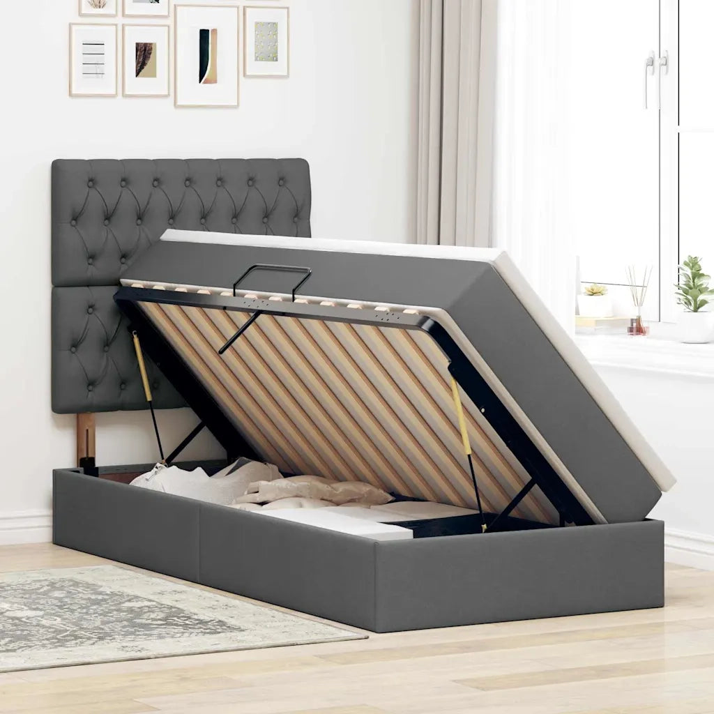 Letto con contenitore e materasso Grigio scuro 100 x 200 cm 3371824
