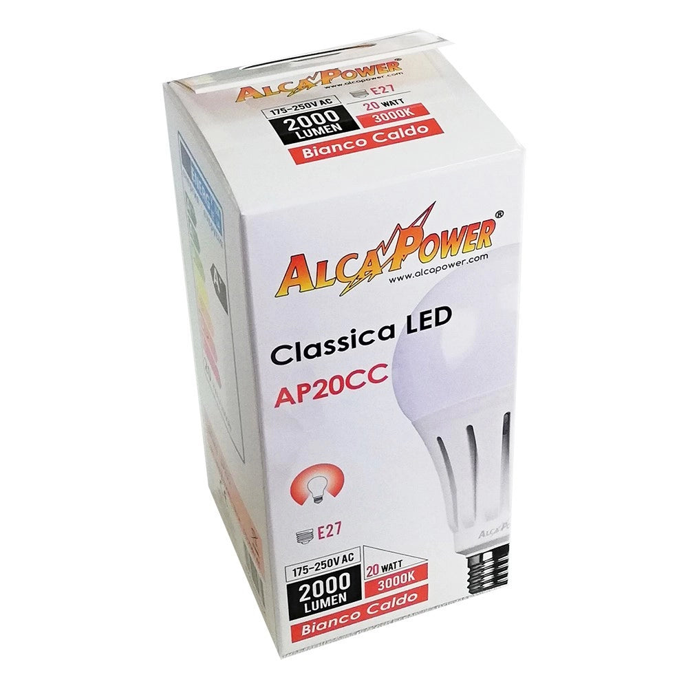 Alca power a70 20w 220v 2000lm e27 lampada classica a led, scegli il tipo di luce  bianco freddo