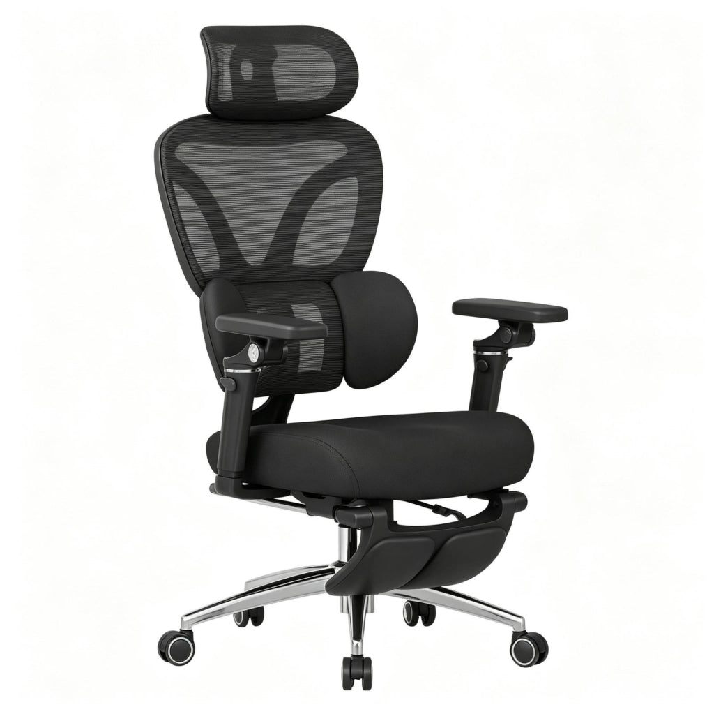 SEDIA DA UFFICIO Ergonomica con Poggiapiedi Estraibile Nera