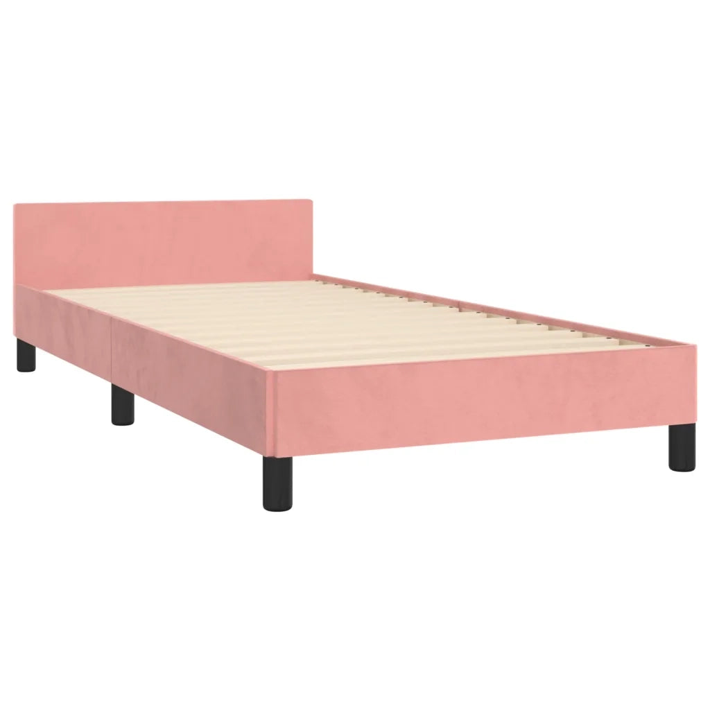 Giroletto con Testiera-Struttura Letto con testiera Rosa 100x200 cm in Velluto 374840