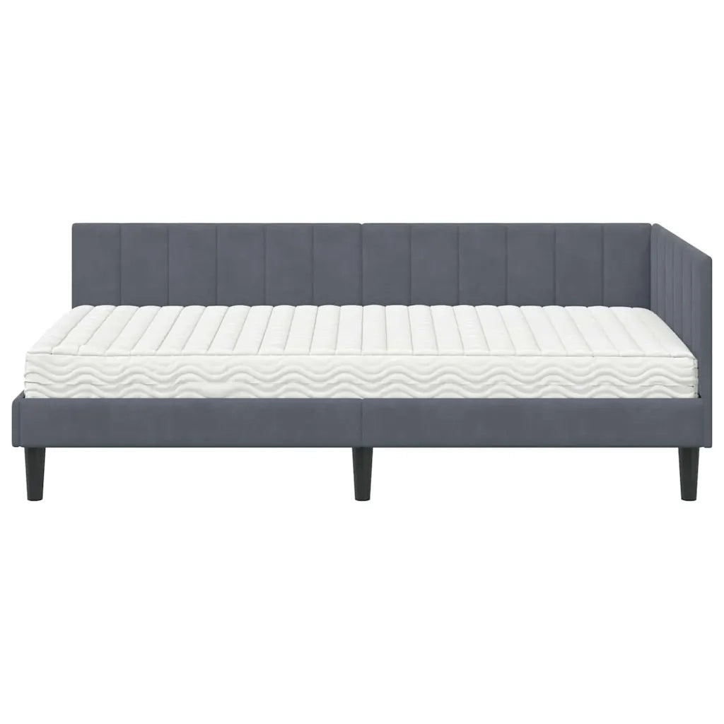 Struttura Letto Angolare con Materasso 2 pcs Grigio Velluto