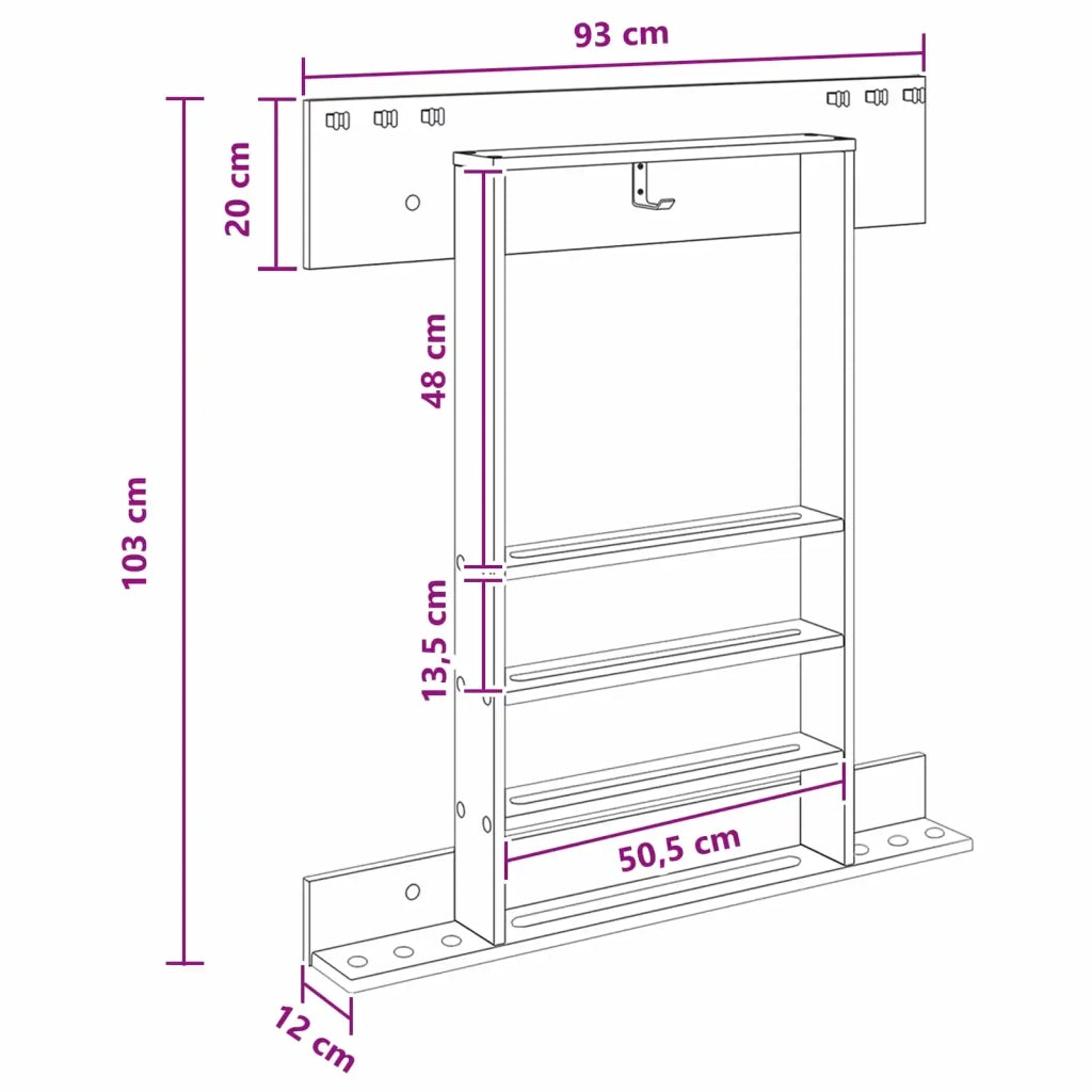 Supporto per stecche da biliardo Legno ingegnerizzato Bianco 8006773