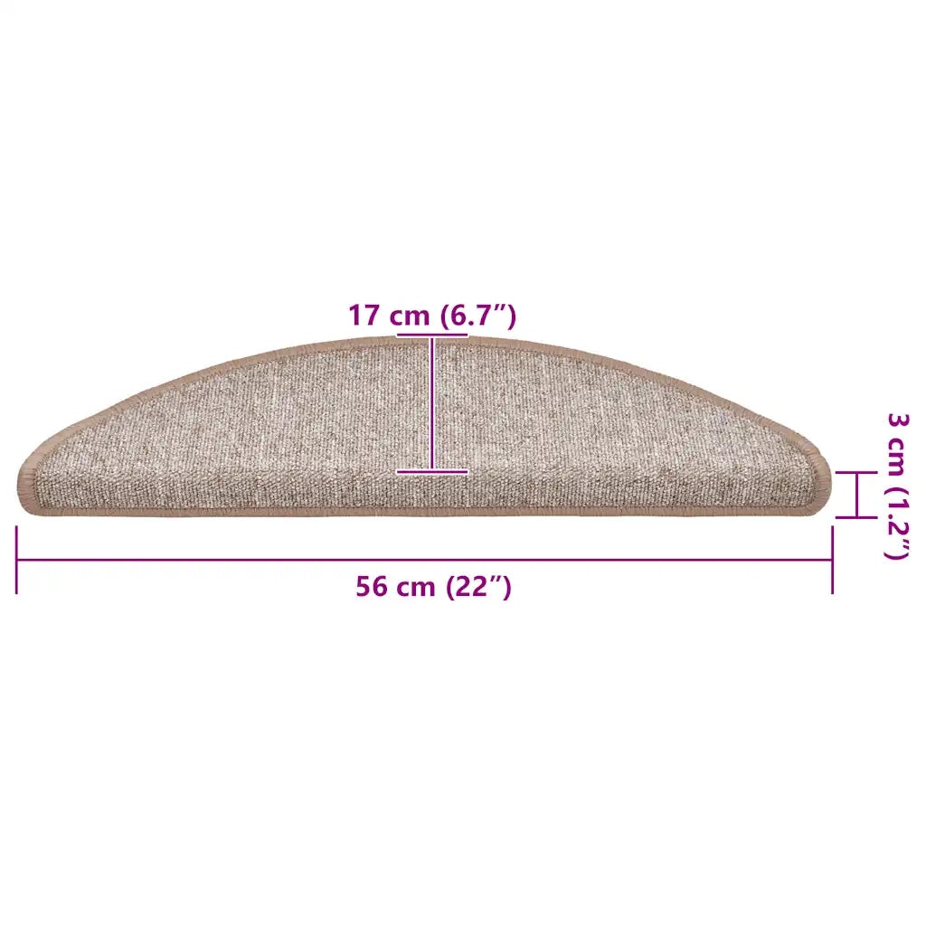 Tappetini per scale 20 pz | Gradini per Scale 56x17x3 cm Marrone chiaro Semicircolari