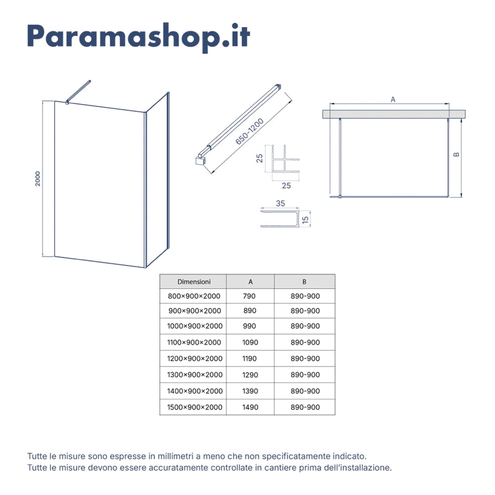 Doppio walk-in nero opaco 90x90 cm vetro 8mm fumè anticalcare h200 | Keros