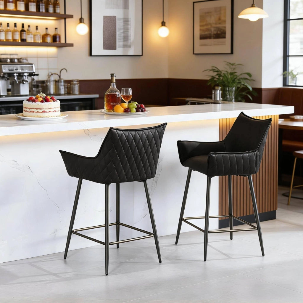 Set di 2 sgabelli da bar vintage in PU antracite