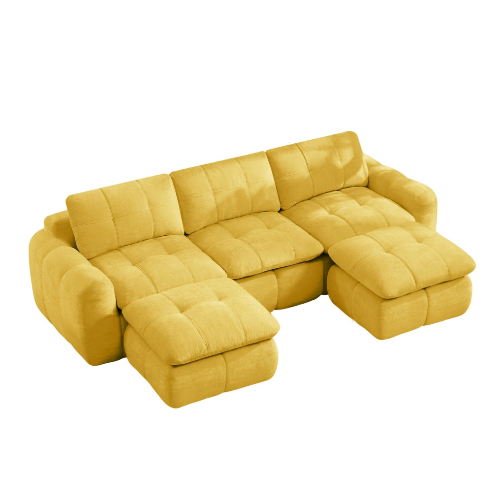 DIVANO Modulare a U 264x160 cm in Chenille Giallo