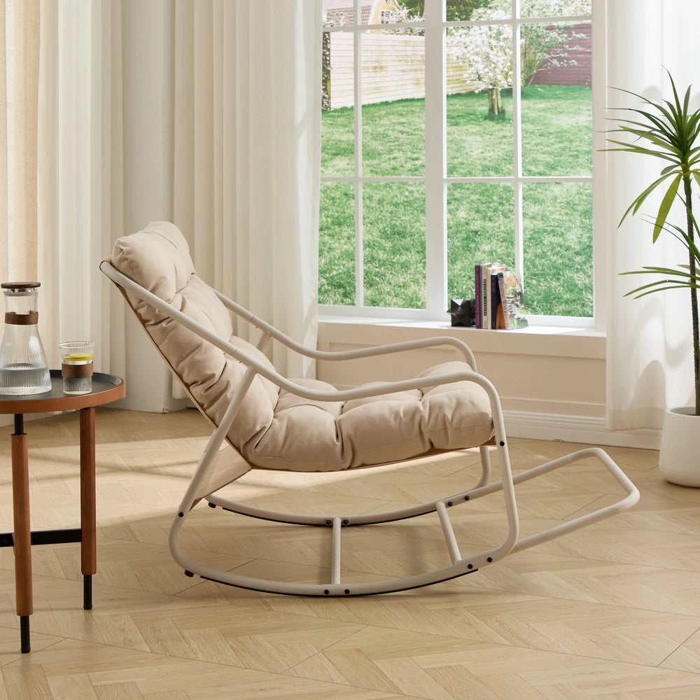Poltrona a Dondolo con Cuscino ¨C Xylo ¨C Beige