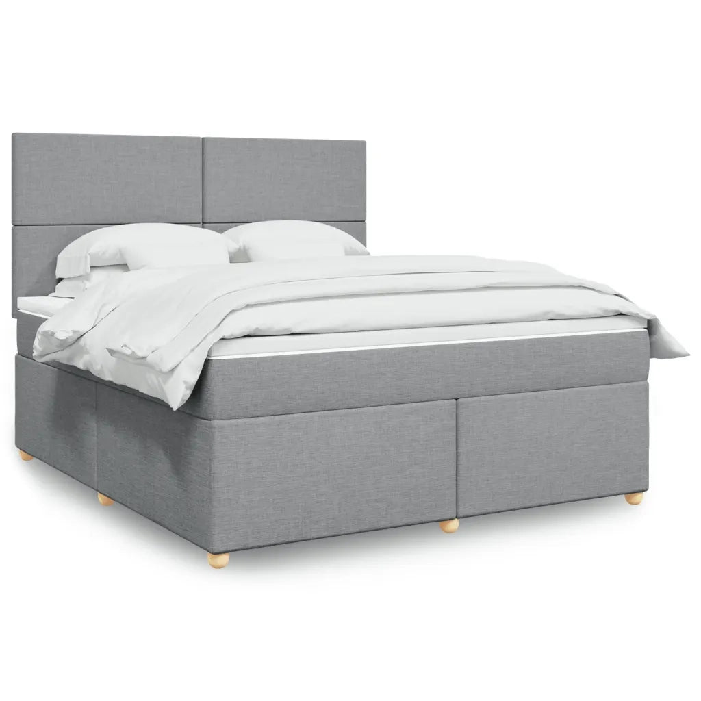 Giroletto a Molle con Materasso Grigio Chiaro180x200 cm Tessuto