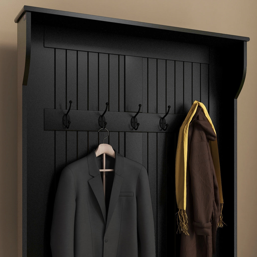 Appendiabiti con panca e 5 ganci ¨C zephmum ¨C 96x34x179,7 cm nero
