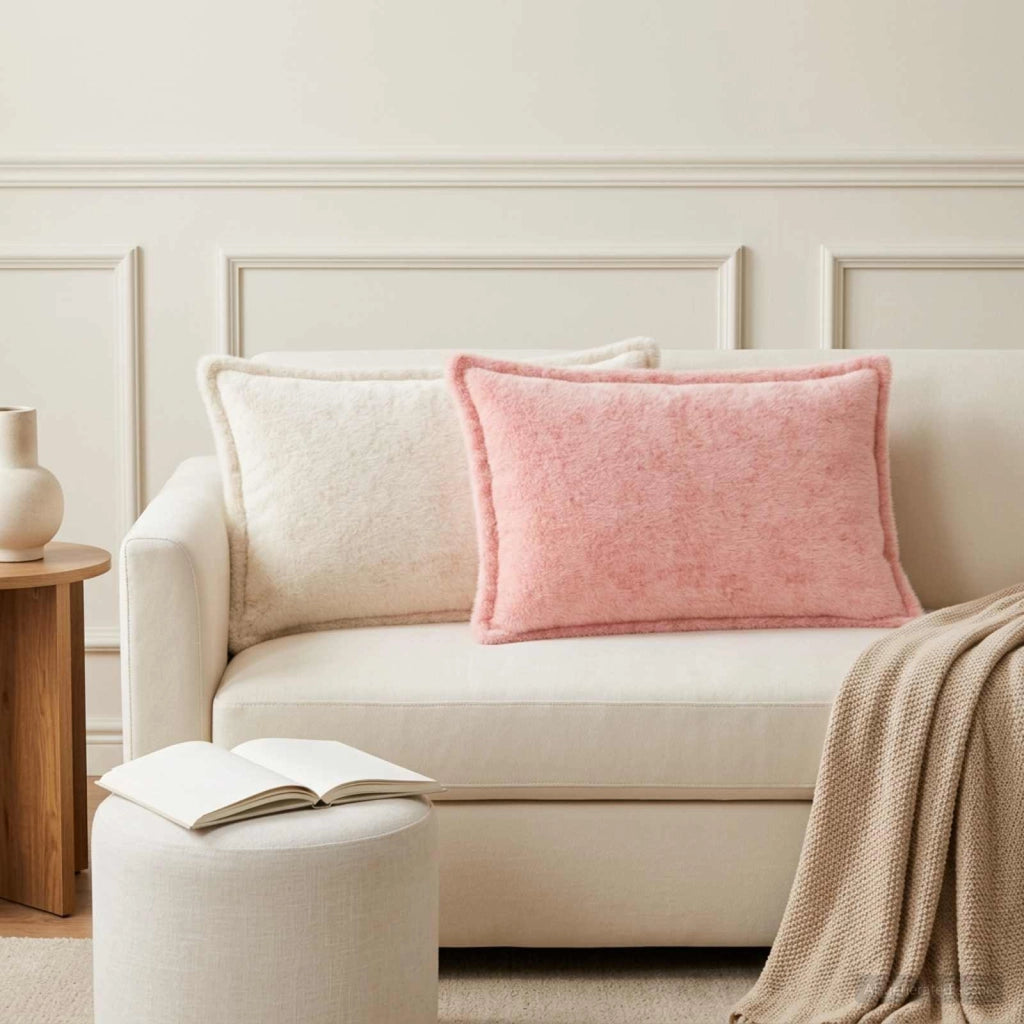 Federa 2 pz HOUTEN Rosa 30 x 50 cm Pelliccia di Coniglio Finta 916321