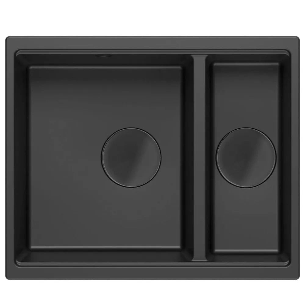 Lavello In Granito Logan 150 Black Tappo rame spazzolato