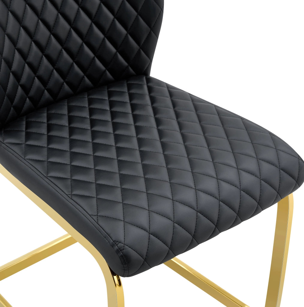 Set tavolo rotondo Ø 60 cm con 2 sedie da pranzo nere e oro HOMVRA