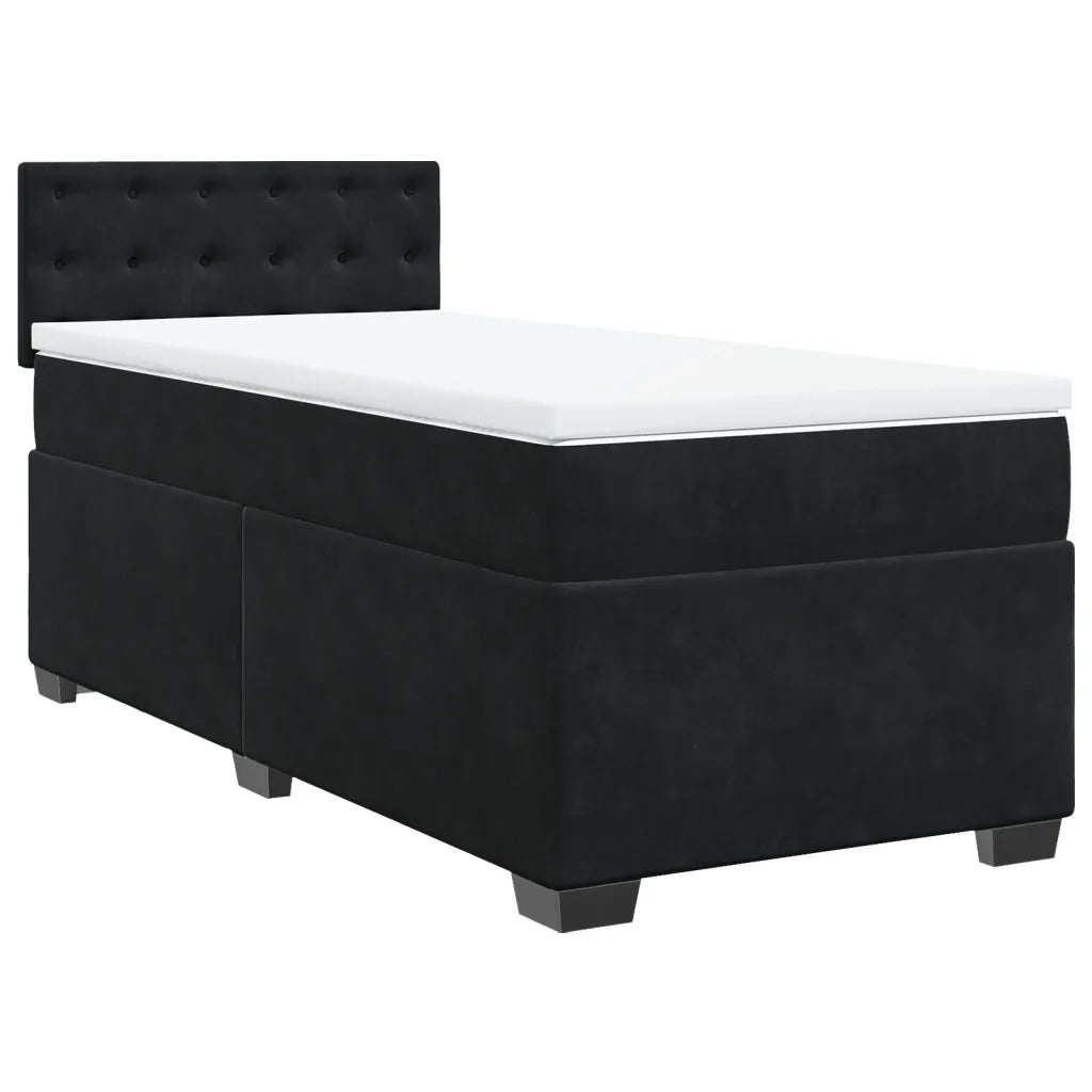Giroletto a Molle con Materasso-Struttura Letto Nero 90x200 cm in Velluto 271297
