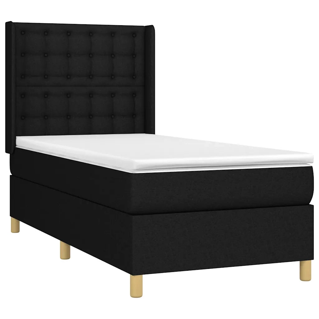 Giroletto a Molle con Materasso-Struttura Letto Nero 80x200 cm inTessuto 706749