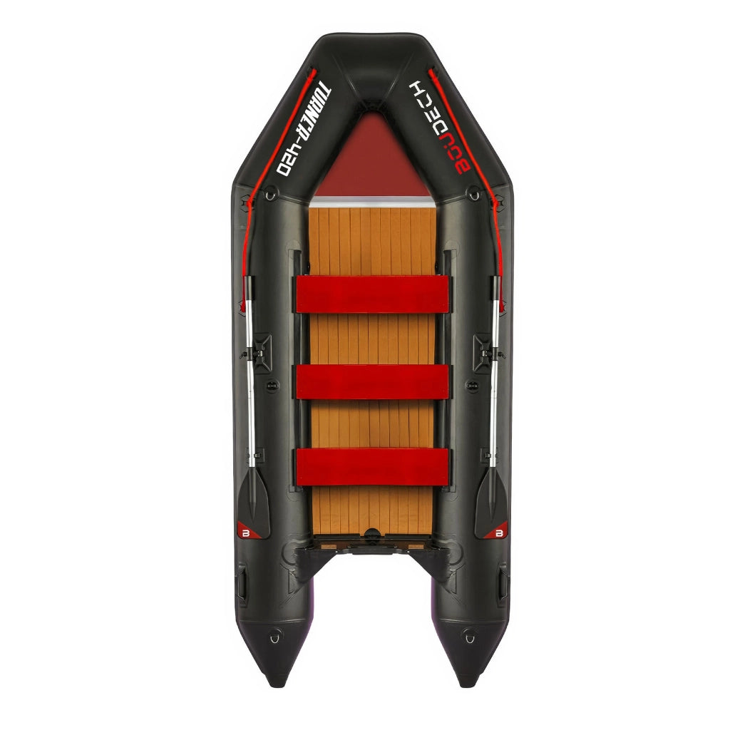 Turner 420 - Gommone Tender Gonfiabile 4,2m per 5+1 Persone con Remi e Accessori Fondo in Legno Sintetico Nero