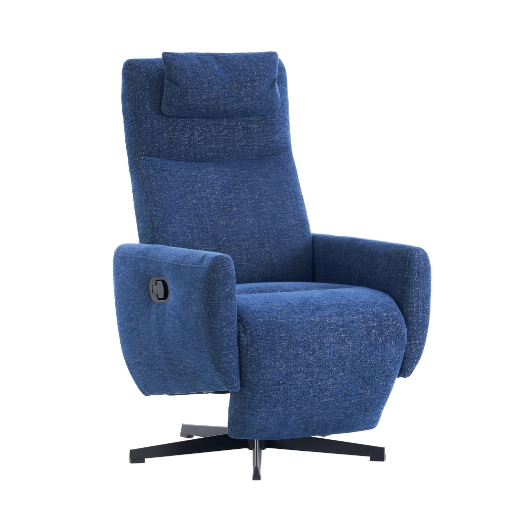 Poltrona Relax Reclinabile con Poggiapiedi ¨C Xylo ¨C Tessuto Chenille Blu, Girevole