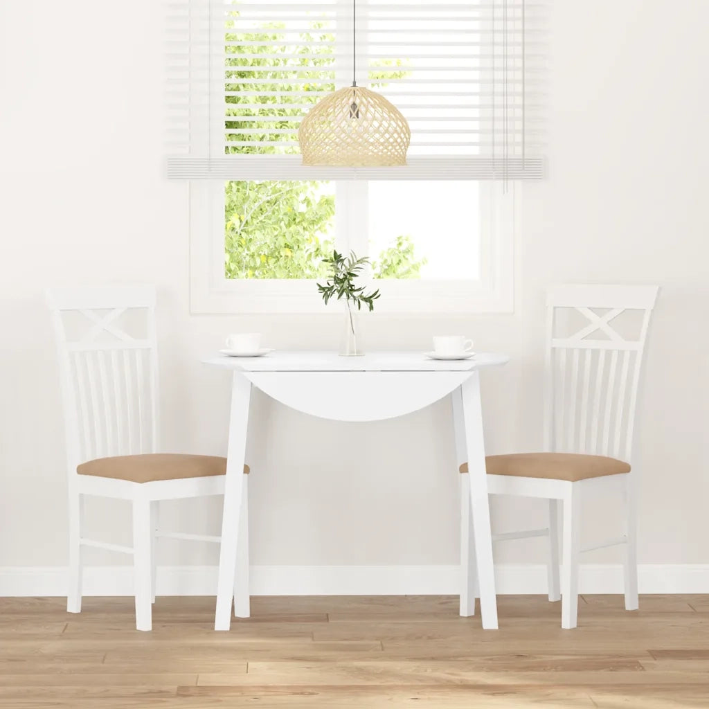 Sedie da Pranzo con Cuscini 2 pz Bianco Legno Massello di Hevea 4102416