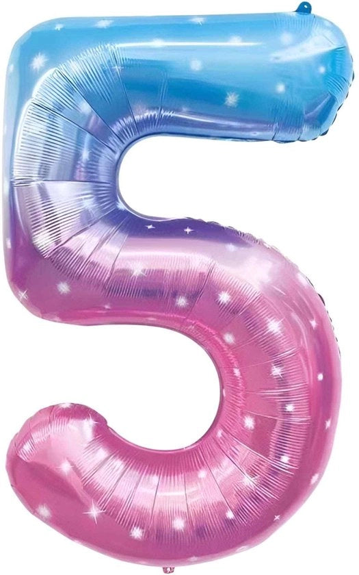 Decorazione per festa a forma di pallone numerico da 5 pollici in materiale flessibile, altezza 101 cm, riutilizzabile, riempibile con elio/aria