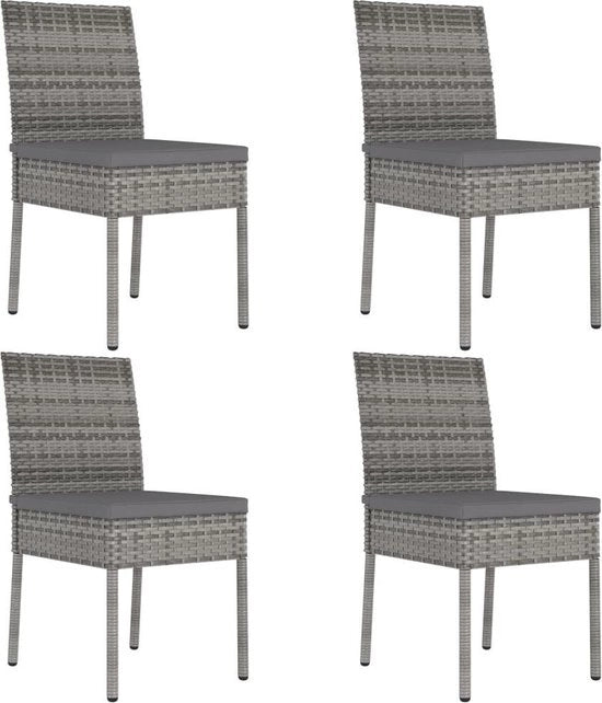 Poltrona da giardino 4 pezzi rattan a poli grigio