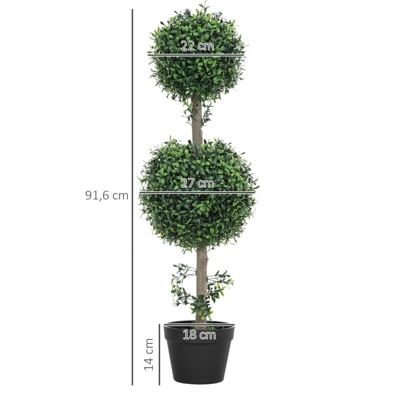 Set di 2 bossi artificiali 91,4 cm in plastica verde UV per balcone –