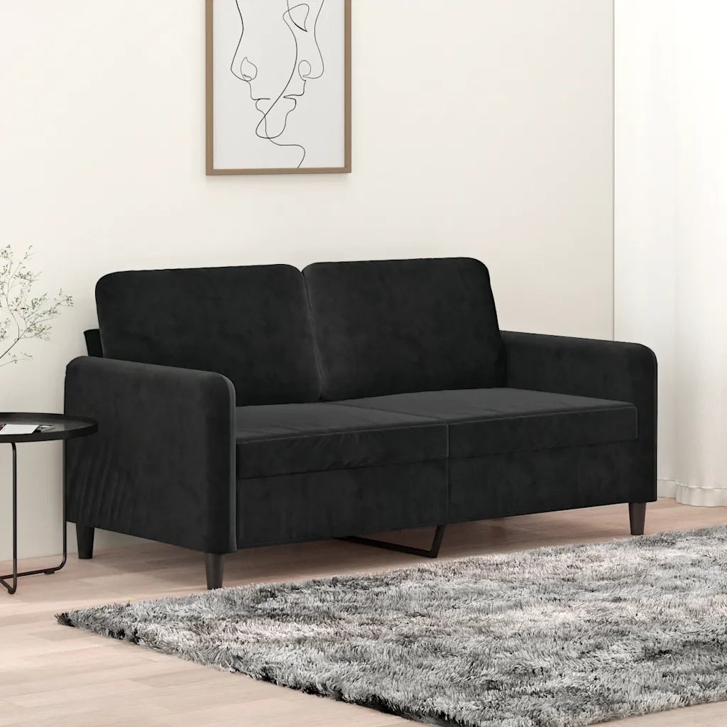 Divano a 2 Posti-Sofa 2 Posti Nero 140 cm in Velluto 215751