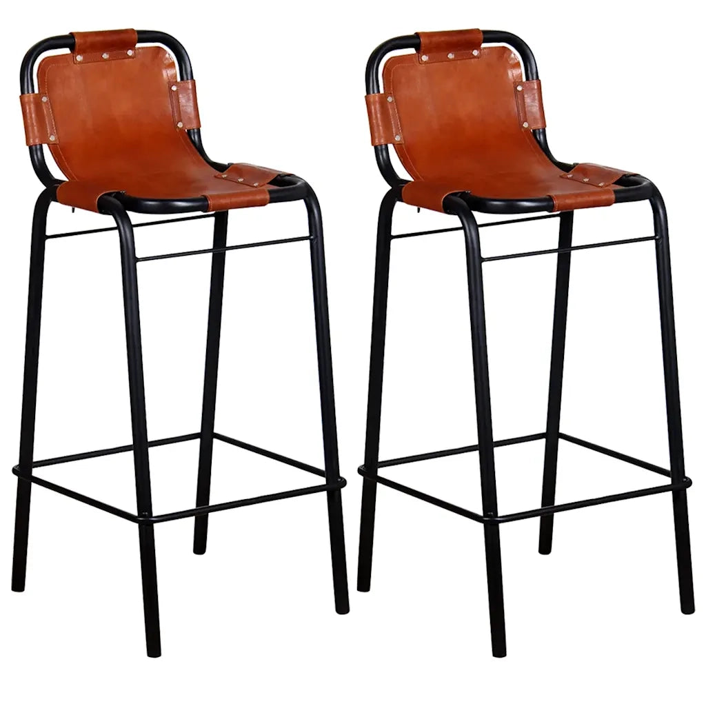 Sgabelli da Bar 2 pz in Vera Pelle 244248