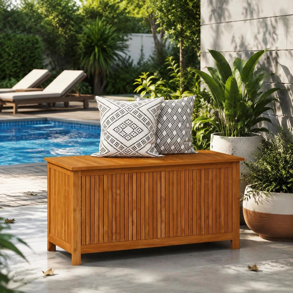 Garden Storage Box 113x50x58 Cm Solid Acacia Wood