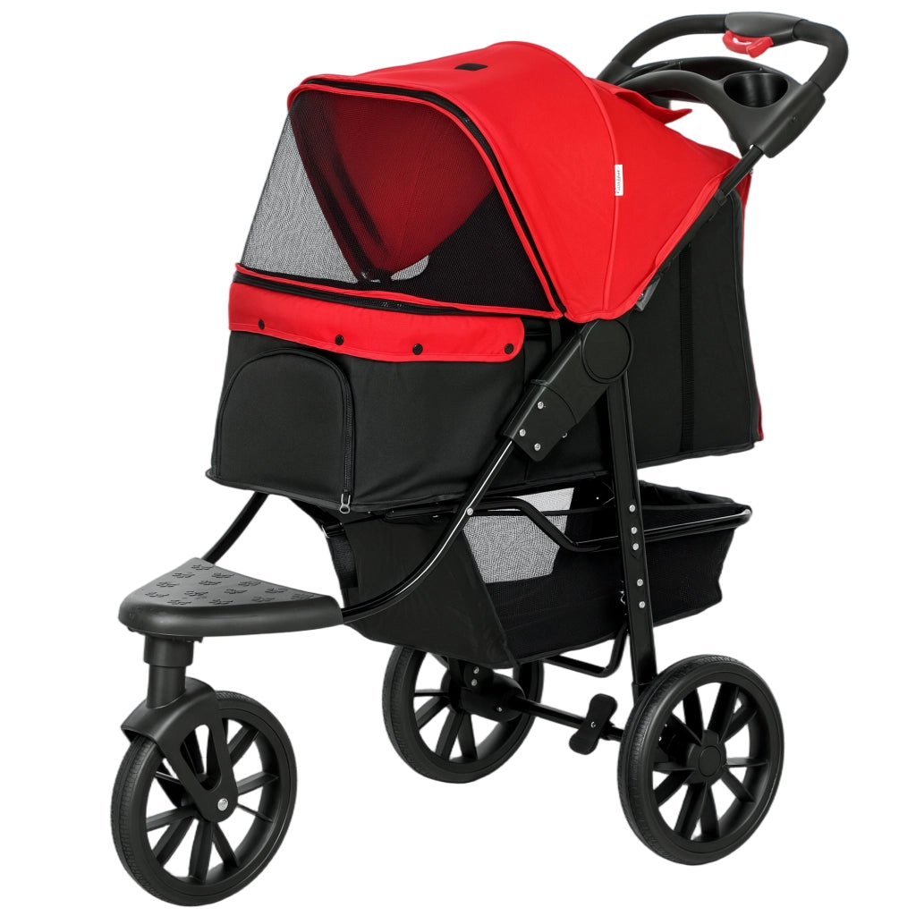 Carrello per cani pieghevole 3 ruote ¨C Minimal ¨C 109,5x57,5x106,5cm rosso