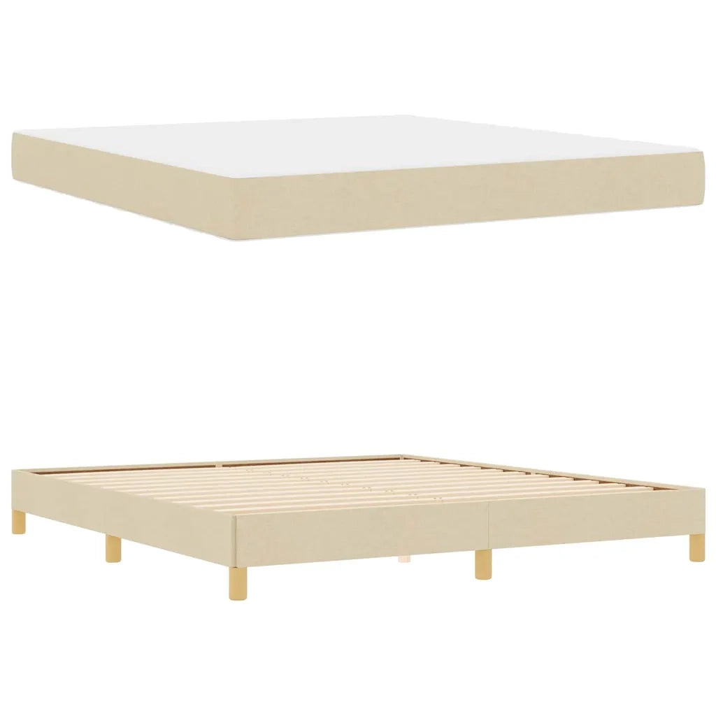 Letto a molle con materasso Crema 180 x 200 cm Tessuto 3398589