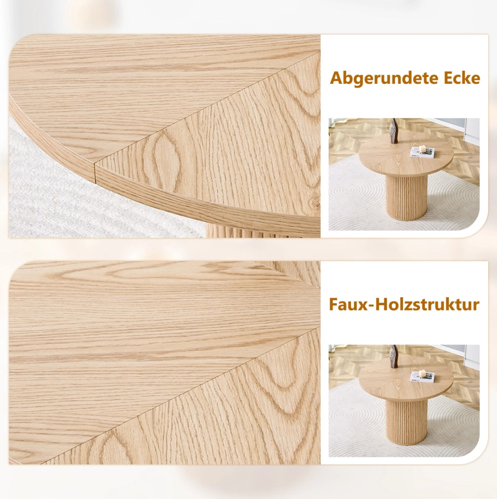 Tavolo da pranzo rotondo in MDF 100 cm con piano suddiviso in 4 segmenti e gambe cilindriche con supporto metallico