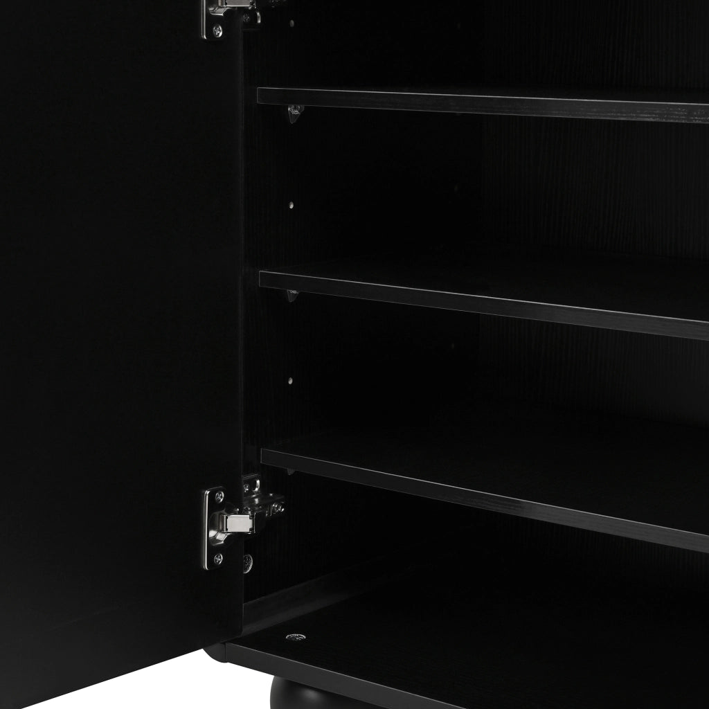 CREDENZA con 2 cassetti e 4 ante 140x38x89 cm Nero in MDF