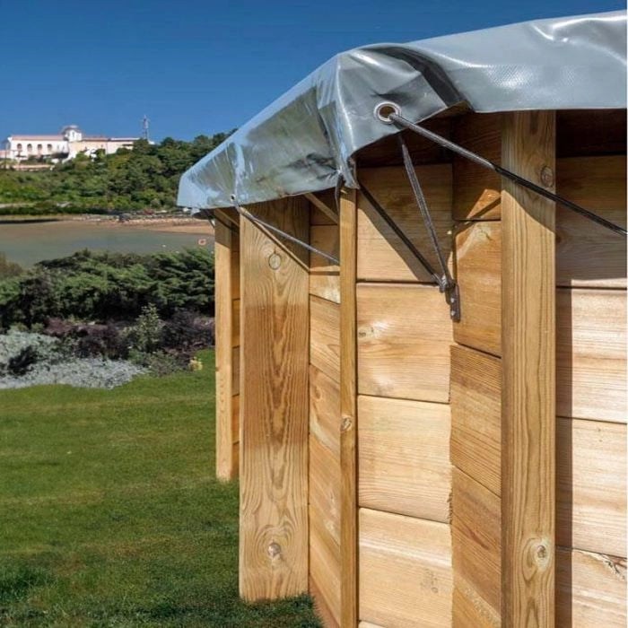 Copertura Invernale in PVC 580 gr/m² per piscine in legno Gre - Copertura Invernale In Pvc 580 Gr/m² Per Piscine In Legno Gre  Copertura Invernale 8,92 X 4,95 M Per Piscina Ottagonale Allungata In Legno Gre 8,52 X Dimensione piscina: 6.72 x 4.72 m