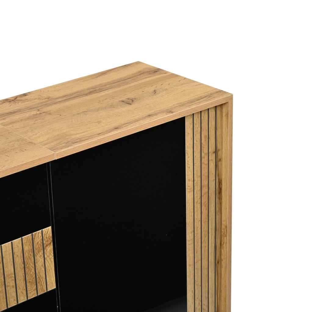 SIDEBOARD 3 ante 140x35x71 cm Nero e color legno