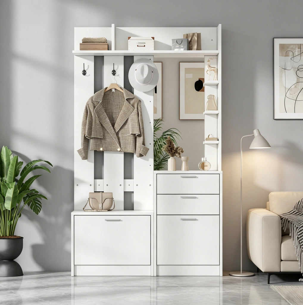 Garderoba multifunzione con specchio e spazio contenitivo