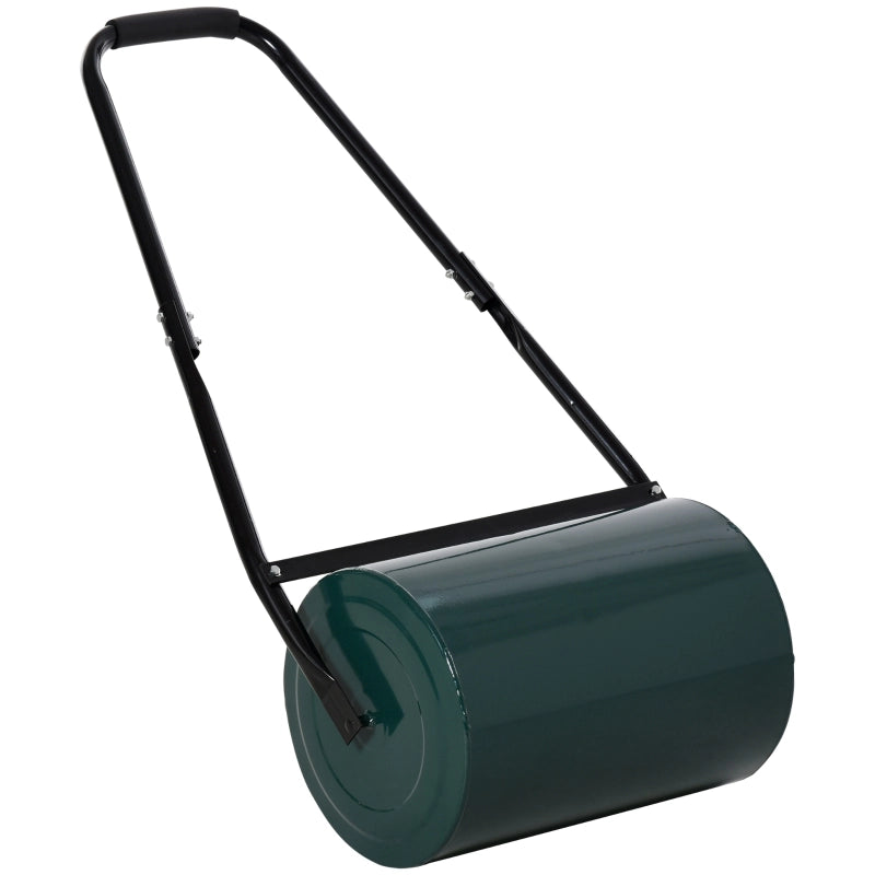 Rullo da giardino con impugnatura a U, diametro 31 cm, larghezza di lavoro 30 cm, riempimento acqua/sabbia 40 L, in metallo, verde