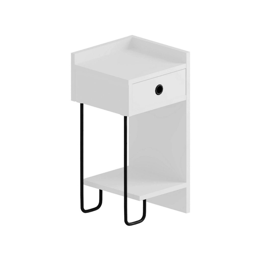 Halola, Comodino 2 Ripiani, 32x30x61h cm Bianco